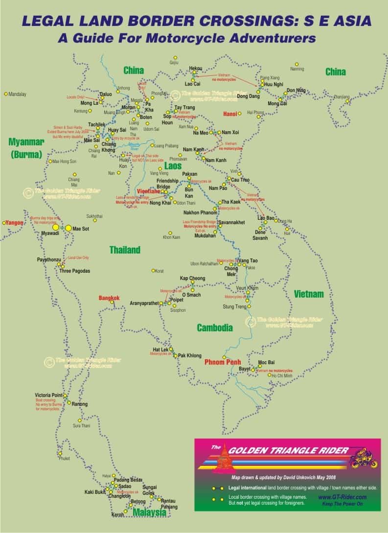 Thailand Laos Cambodia Myanmar Border Crossings 