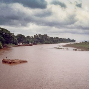 Bamboo raft on the Mekong