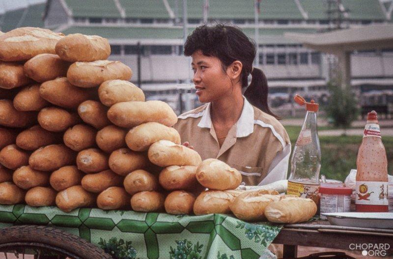 Selling baguette and khao jie